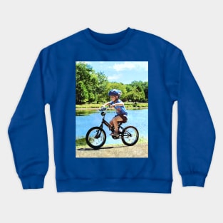 Boy on His Bicycle Crewneck Sweatshirt